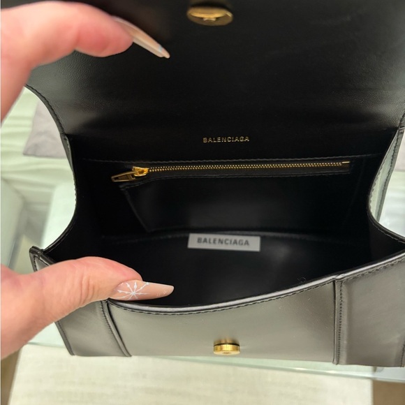 Authentic NWT Balenciaga Black Hourglass Small Satchel with Gold Accents - Picture 5 of 9